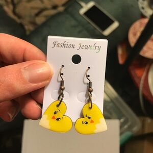 Chicken hand painted earrings